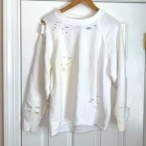 Aerie distressed white sweat shirt XS